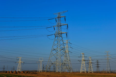 pylon landscape view under the blue sky
