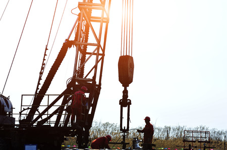 Oil field oil workers at workのeditorial素材