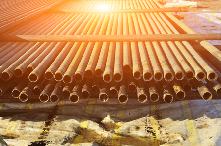 The pipe and valve oil fieldsの写真素材