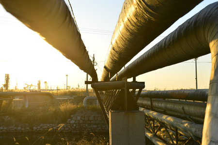 The pipe and valve oil fieldsの写真素材