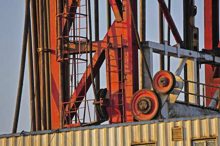 Rusty drill pipe and drillのeditorial素材