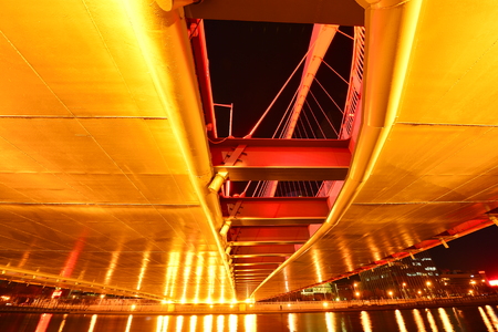 The modern city highway Bridges night landscape car light trails arc in tianjin
の写真素材