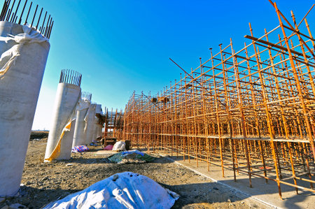 Production of reinforced concrete frame construction site