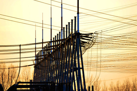 pylon landscape view during sunset
