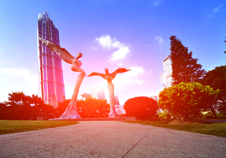 Shanghai world financial center skyscrapers in lujiazui group のeditorial素材