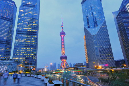 the night view of the lujiazui financial centre in shanghai china.のeditorial素材