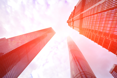 Shanghai world financial center skyscrapers in lujiazui group の写真素材