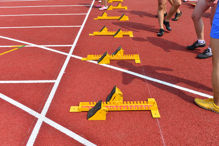 Athletes on the runwayの写真素材