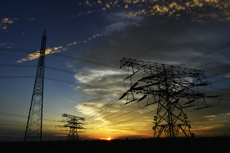 The power supply facilities in the eveningの写真素材