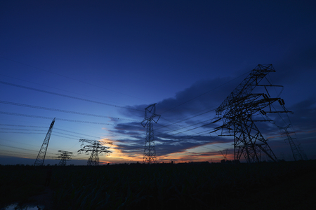 The power supply facilities of contour in the eveningの写真素材