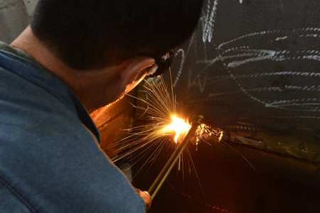 Welding welding workers strike out sparks