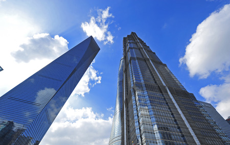 Shanghai world financial center skyscrapers in lujiazui groupのeditorial素材