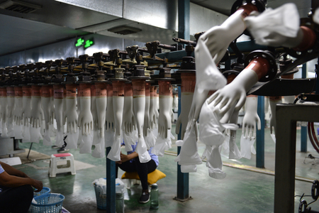 Rubber gloves production lineの写真素材