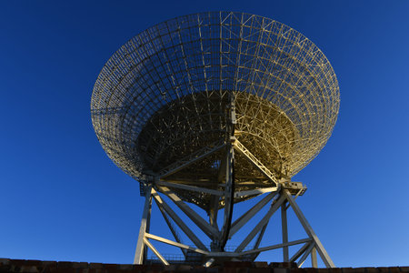 The observatory in the evening,The silhouette of a radio telescope