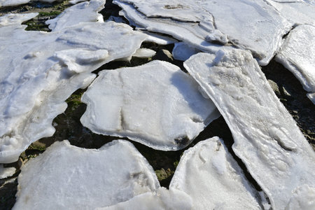 The accumulation of sea ice in the sea