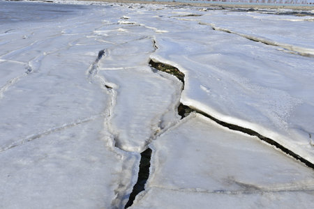 The accumulation of sea ice in the sea