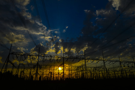 The power supply facilities of contour in the eveningの写真素材