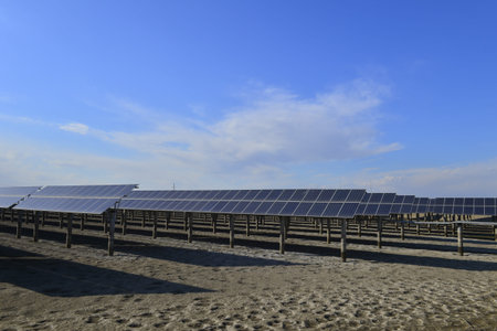 Solar panels with green energy