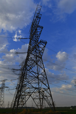 The power supply facilities of contour in the evening