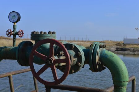 Tube and valve, in oilfield operationsの写真素材