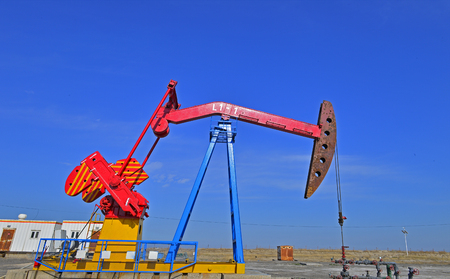 Oil pump working in the outdoor sceneのeditorial素材