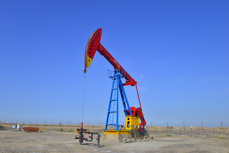 Oil pump working in the outdoor sceneのeditorial素材