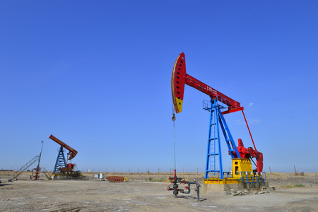 Oil pump working in the outdoor sceneのeditorial素材