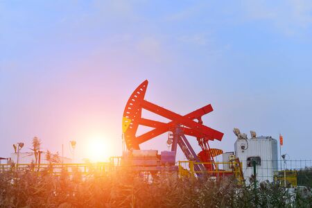 Oil pump working in the outdoor sceneの写真素材