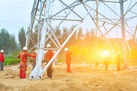 Pylon construction workers