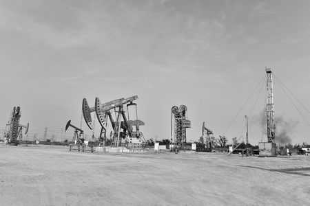 Oil pump working in the outdoor sceneのeditorial素材