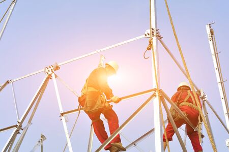 Pylon construction workersの写真素材