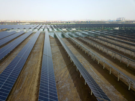 Oil pumps and solar panels, industrial equipment