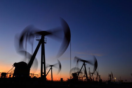 Oil pump in the eveningの写真素材