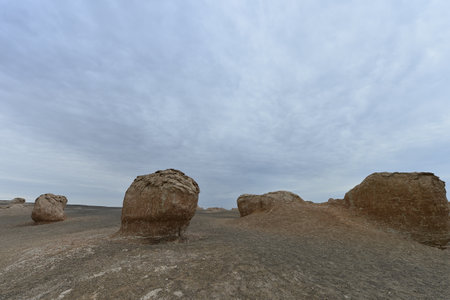 Geomorphic Scenery Desert in Yadan, Xinjiang, Chinaの写真素材