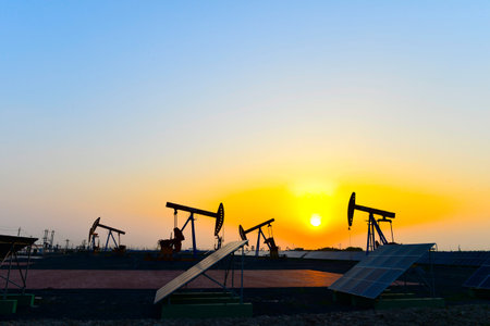 Oil pumps and solar panels, industrial equipment
