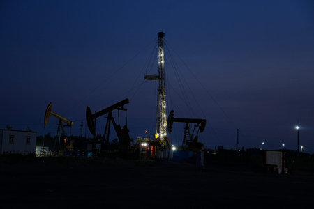 Oil pump in the outdoor work