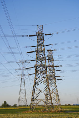 The power supply facilities in the evening the outline of the passage of time