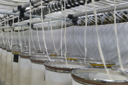 Cotton textile factory equipment in the workshop