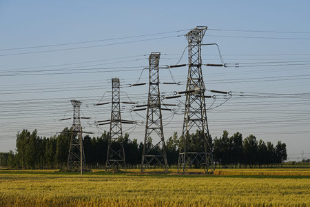 The power supply facilities in the evening the outline of the passage of time