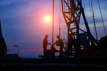 The oil workers in the job