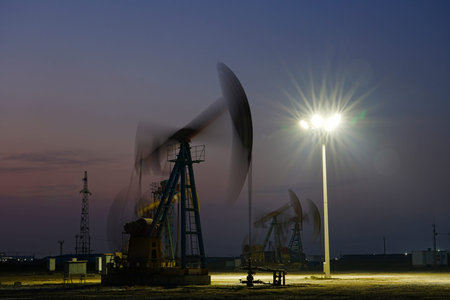 Oil pump in the evening