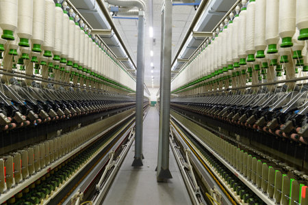 Cotton textile factory equipment in the workshop