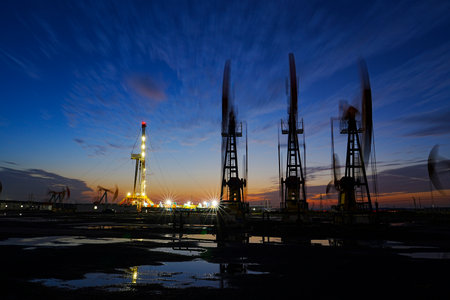 Oil pump in the eveningの写真素材