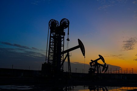 Oil pump in the eveningの写真素材