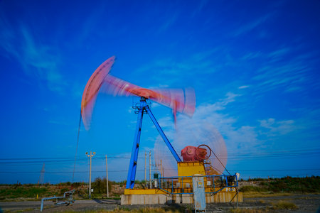 Oil pump in the eveningの写真素材