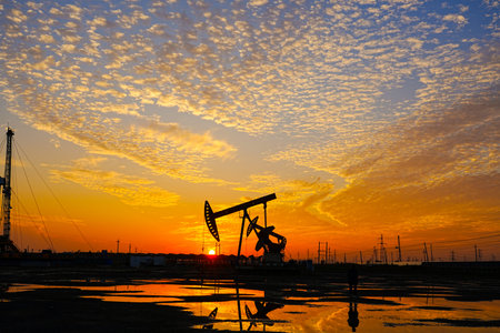 Oil pump in the evening