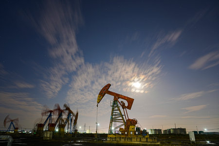 Oil pump in the eveningの写真素材