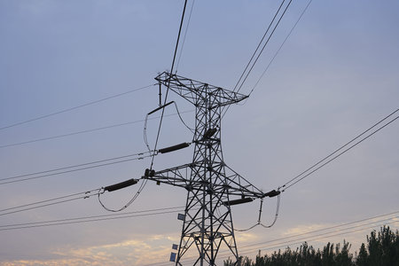 The power supply facilities in the evening the outline of the passage of time