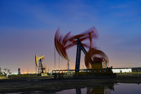 Oil pump in the eveningの写真素材