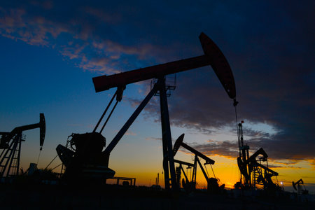 Oil pump working in the outdoor sceneの写真素材